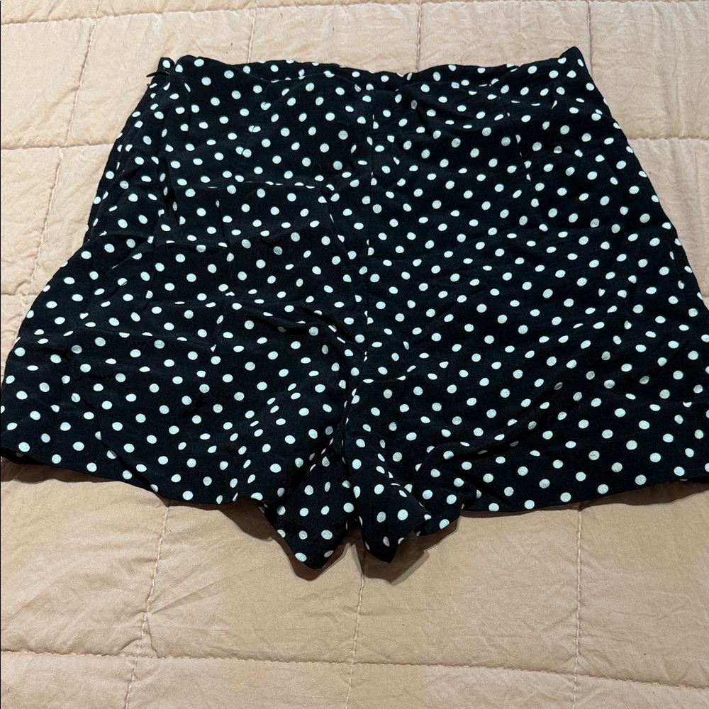 Zara Black and White Polka Dot High-Waist Shorts